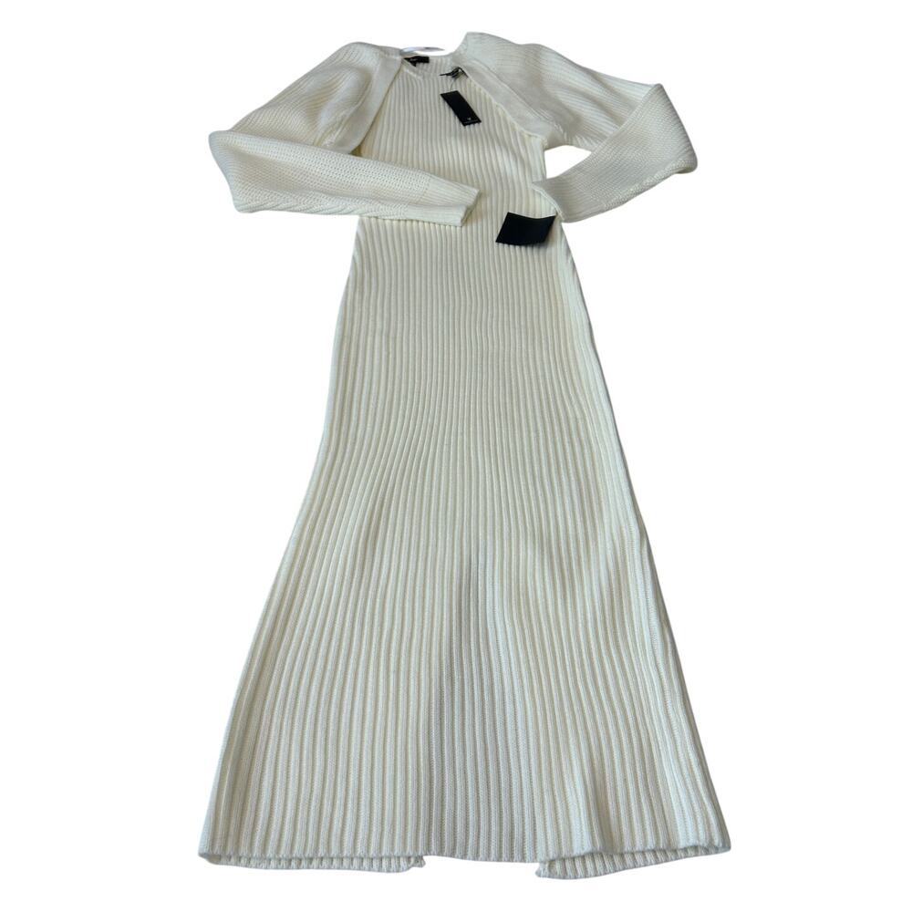Lulus Women's 2PC Dress Set Ribbed Knit Sz XS Cream Sleeveless Pullover NWT